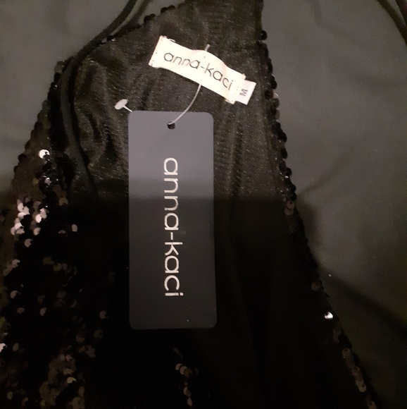 Anna-Kaci Black Camisole Sequin Tank Top blouse - Picture 7 of 7